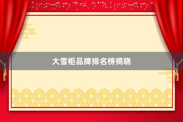 大雪柜品牌排名榜揭晓