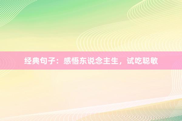经典句子:感悟东说念主生,试吃聪敏